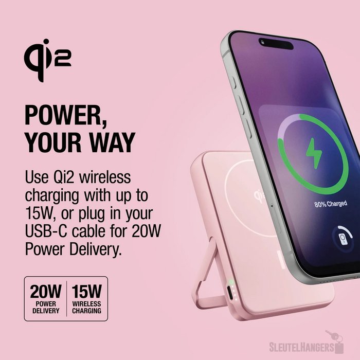 Fresh 'n Rebel Draadloze Powerbank 10000mAh Geschikt voor MagSafe roze