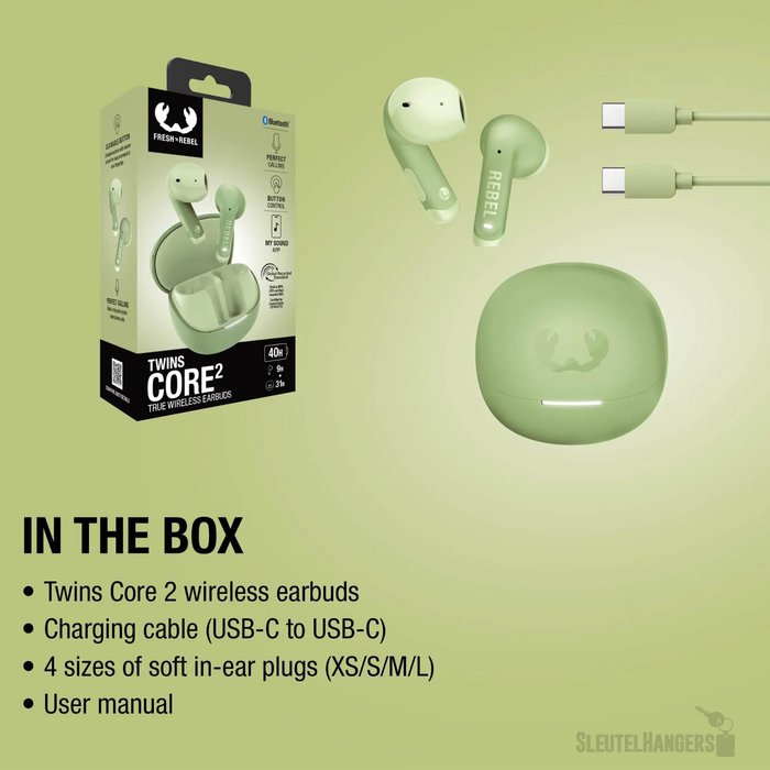 Fresh 'n Rebel Twins Core 2 Oordopjes lichtgroen