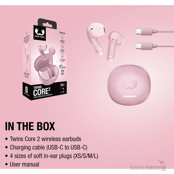 Fresh 'n Rebel Twins Core 2 Oordopjes roze