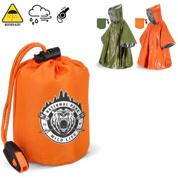 Outdoor Survival 2-in-1 thermische poncho oranje
