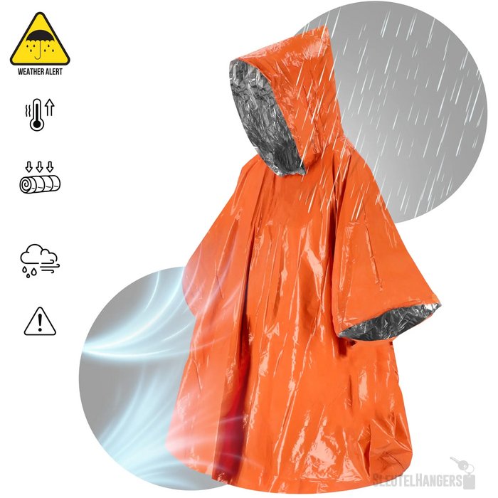 Outdoor Survival 2-in-1 thermische poncho oranje