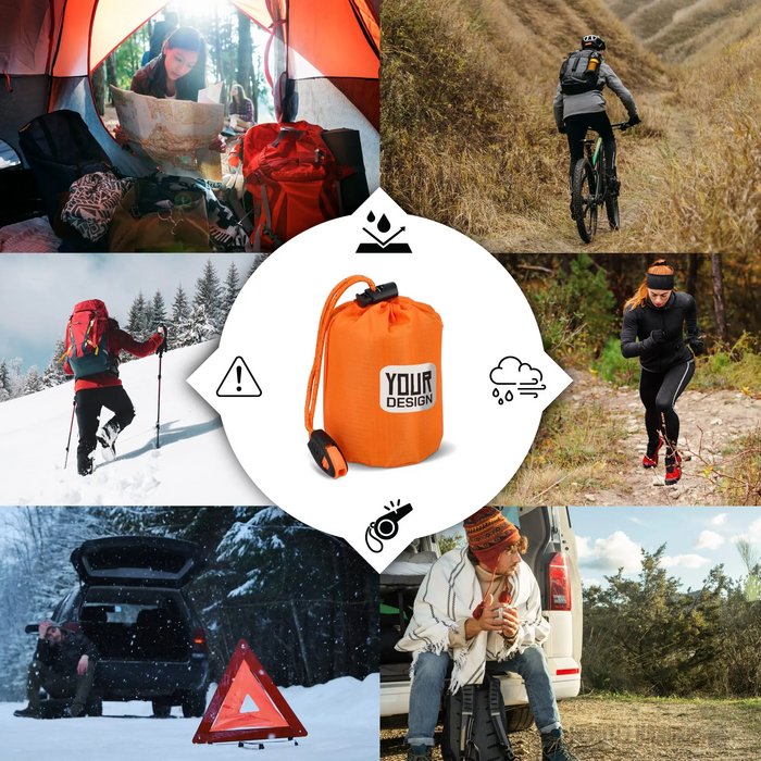 Outdoor Survival 2-in-1 thermische poncho oranje