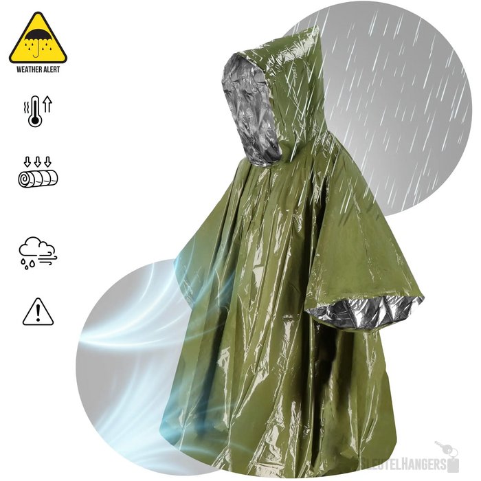Outdoor Survival 2-in-1 thermische poncho dried green