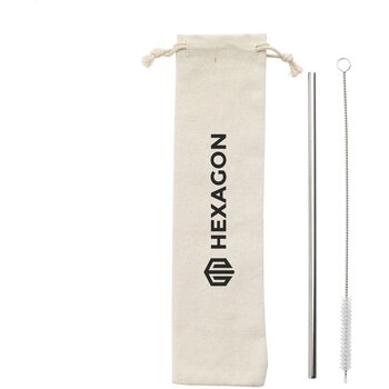 Reusable 1 Piece Eco Straw Set Rvs Rietje Zilver