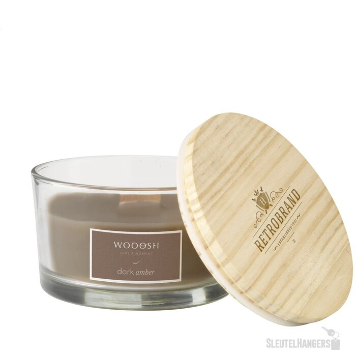 Wooosh Flame Scented Candle Dark Amber Geurkaars Bruin